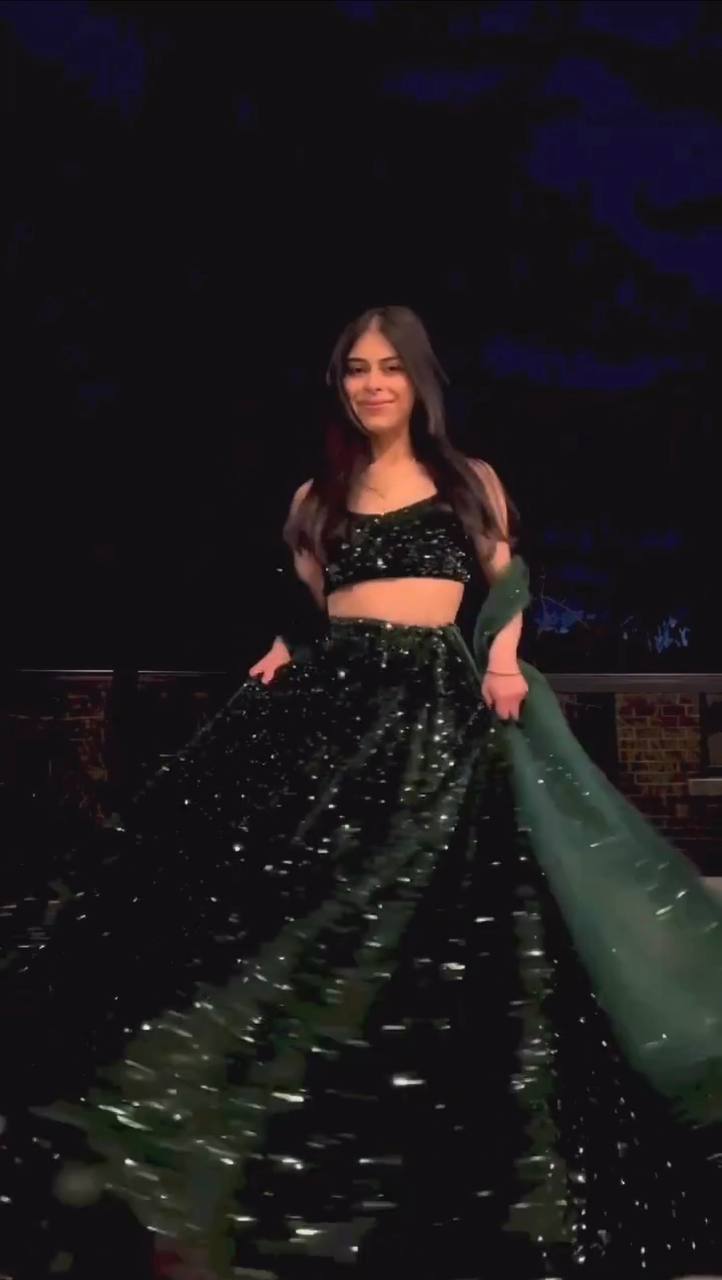 Zaylina Emerald Velvet Heavy Sequins Bridal Lehenga Choli