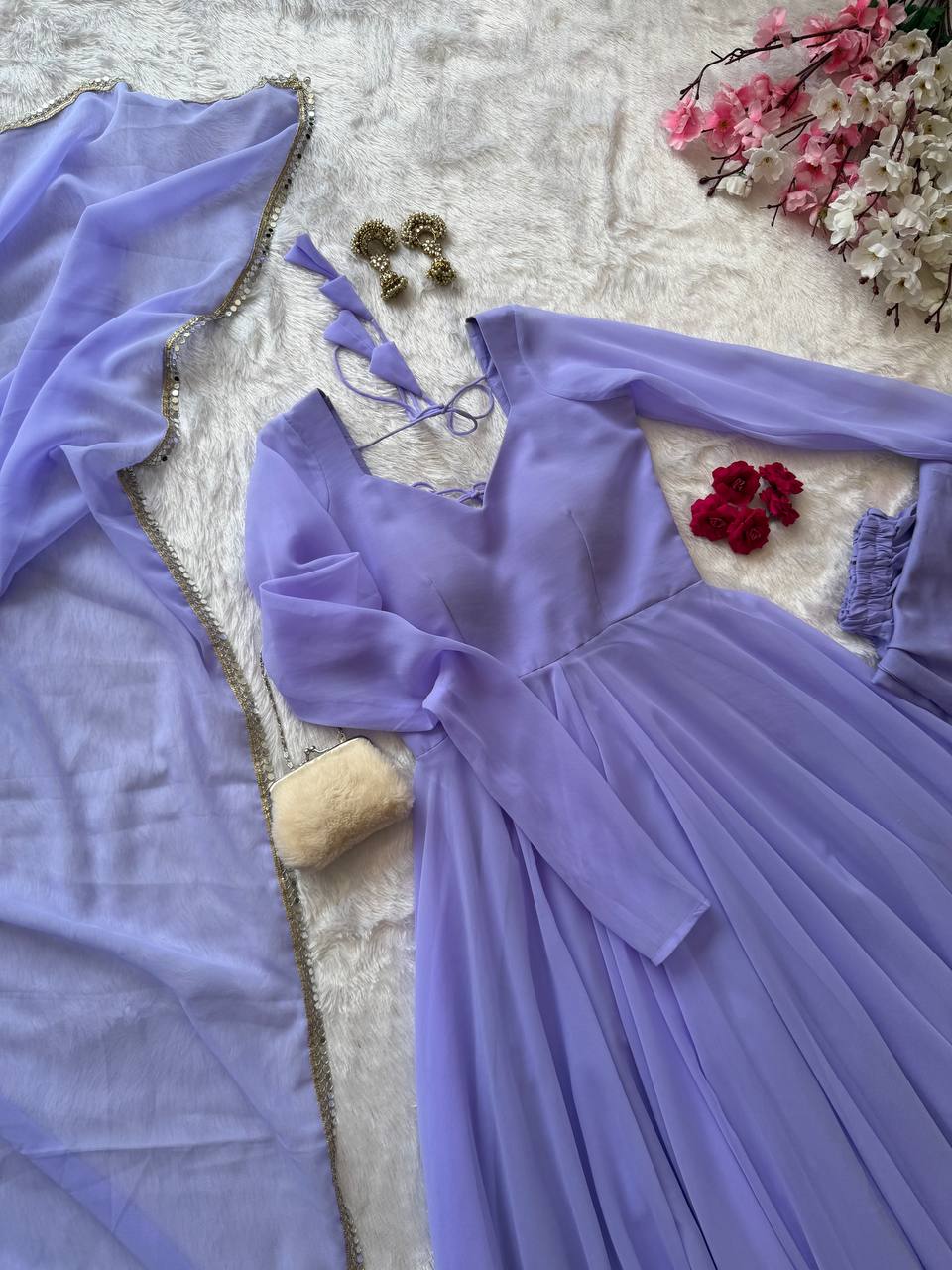 Niharika Sky Blue Georgette Anarkali Suit Set