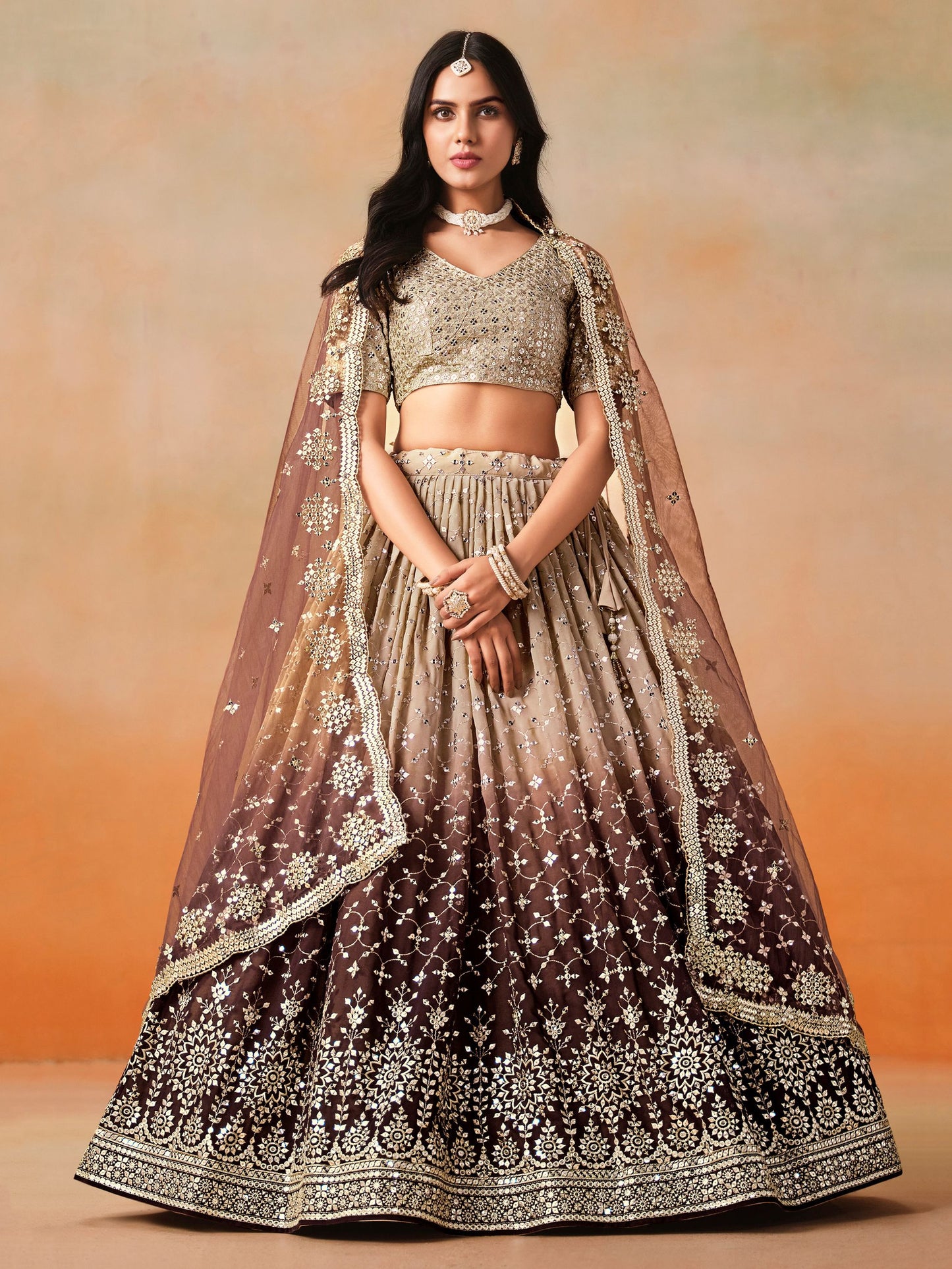 Elegance Georgette Embroidered Lehenga Set ( 11 Colours )
