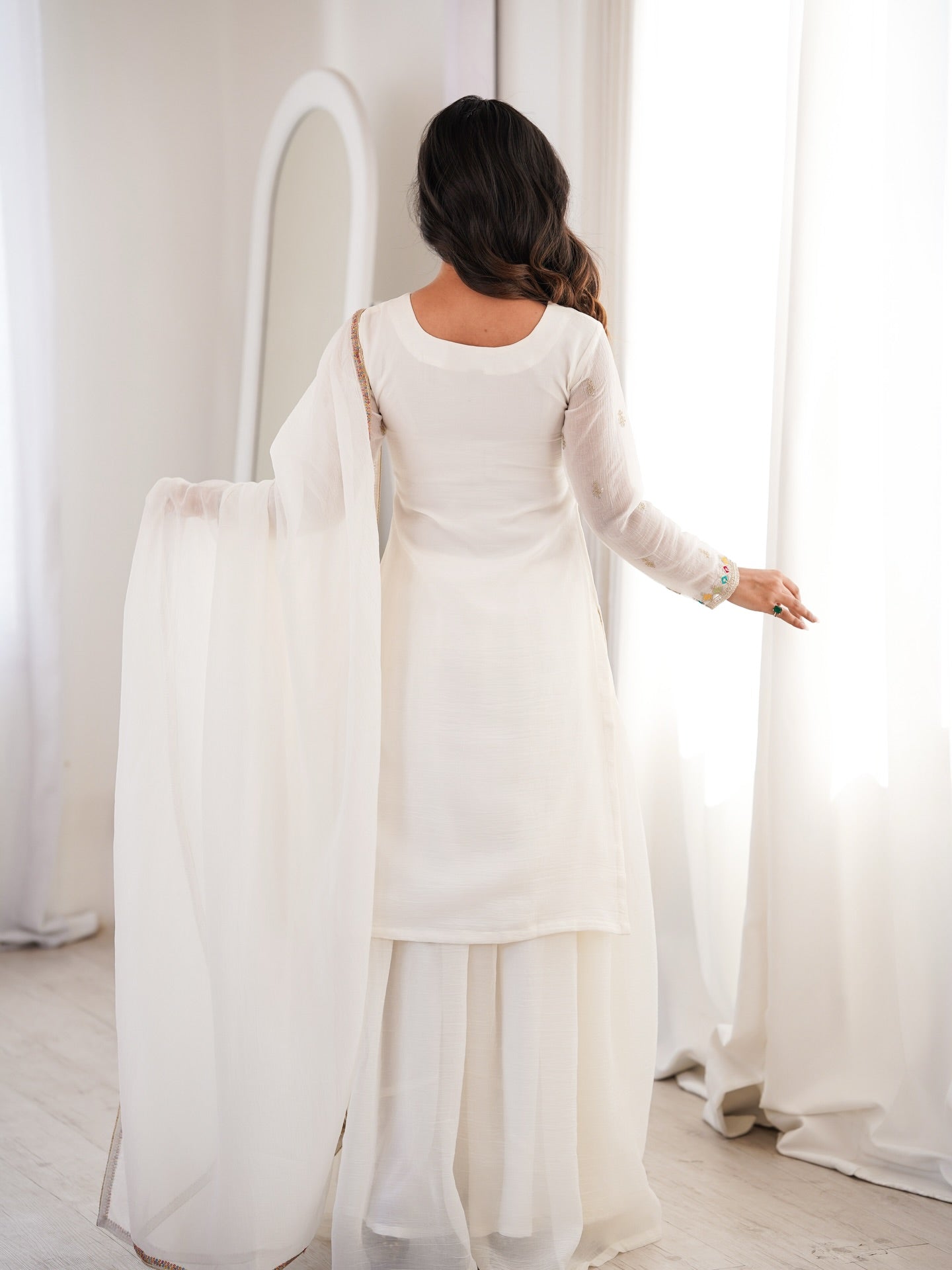 Aaradhya Off-White Crunchy Silk Sharara Set