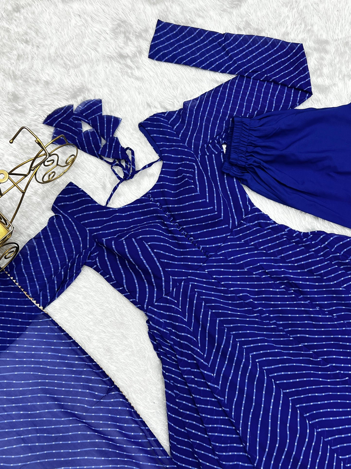 Pure Soft Georgette Blue Laheriya Anarkali