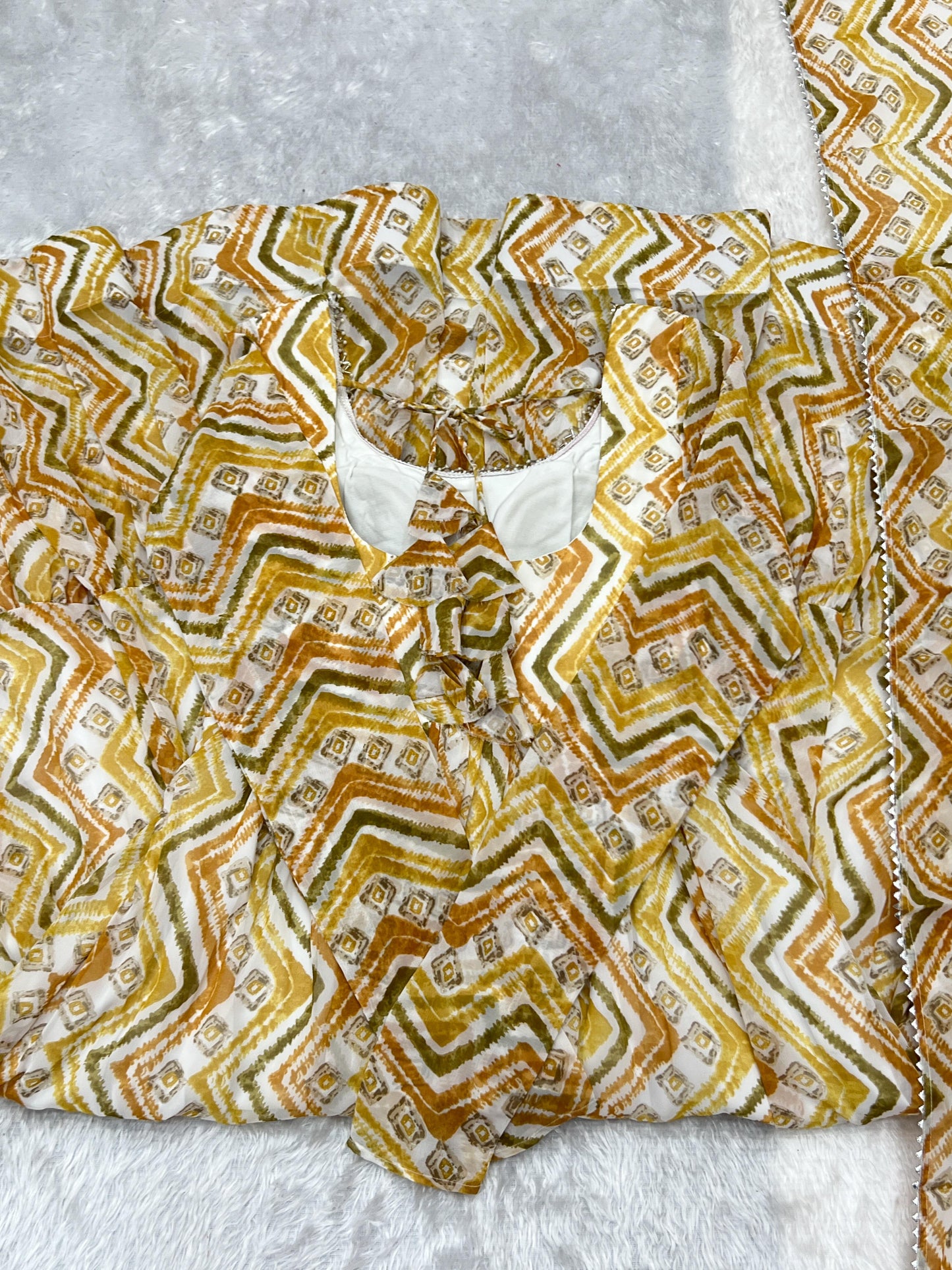 Pure Soft Georgette Zigzag Fancy Lace Work Anarkali