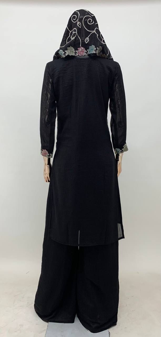 Black Colour Vichitra Silk Embroidered Suit Set