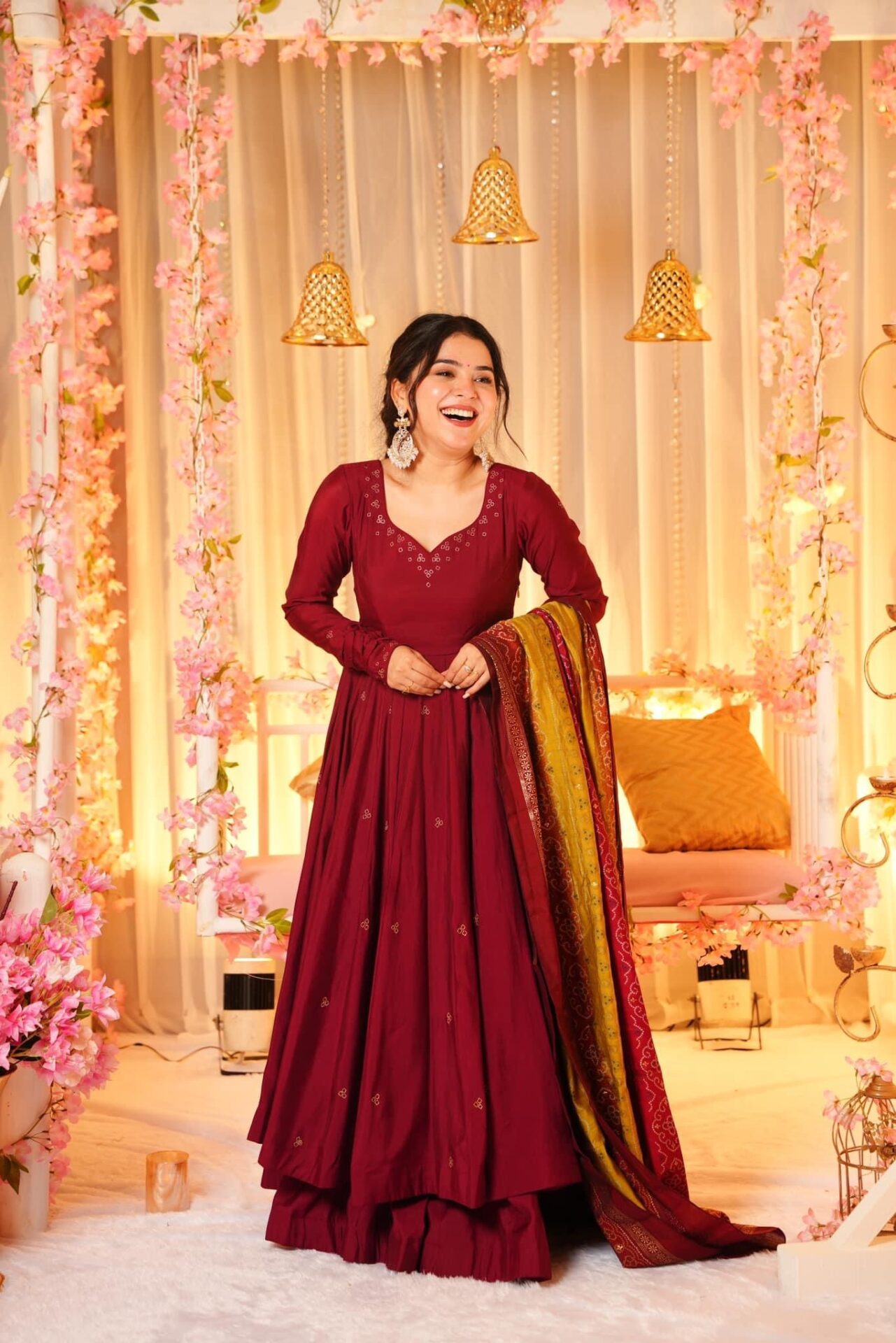 Gulbahaar Premium Cotton Anarkali Suit Set with Palazzo