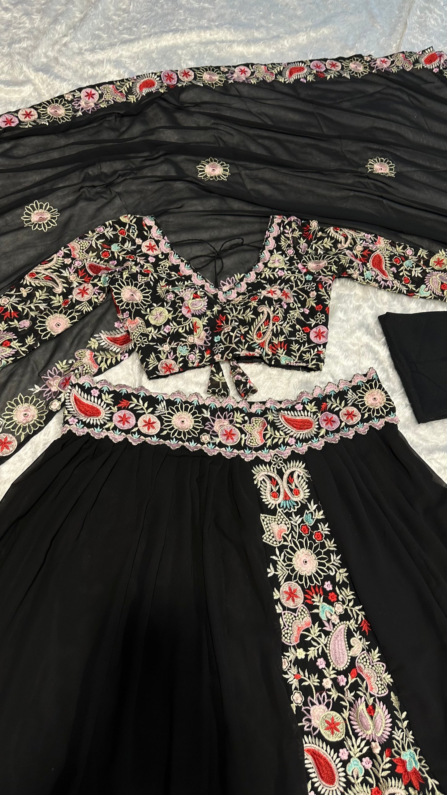 Black Thread Work Wedding Lehengha Choli