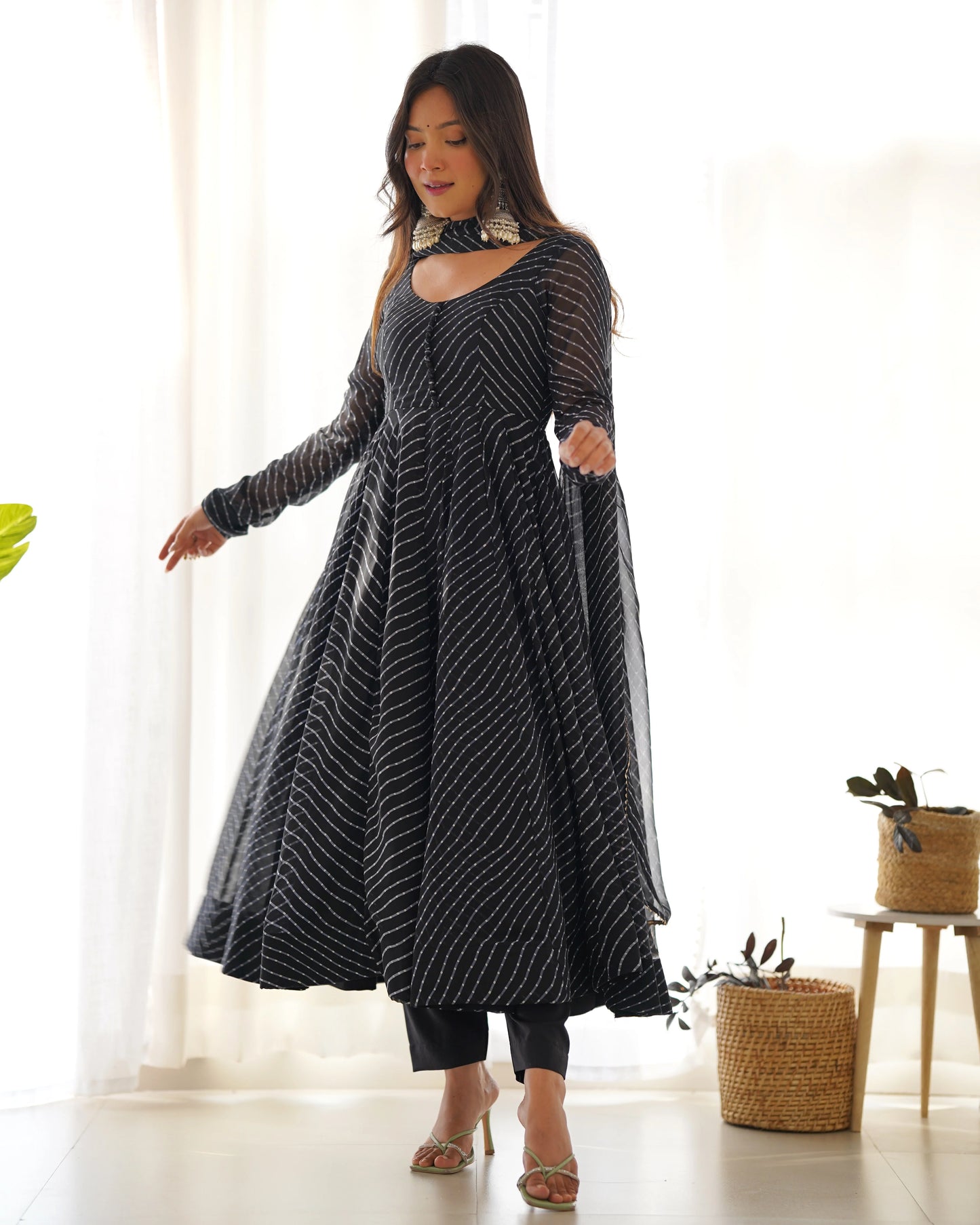 Pure Soft Georgette Black Laheriya Anarkali