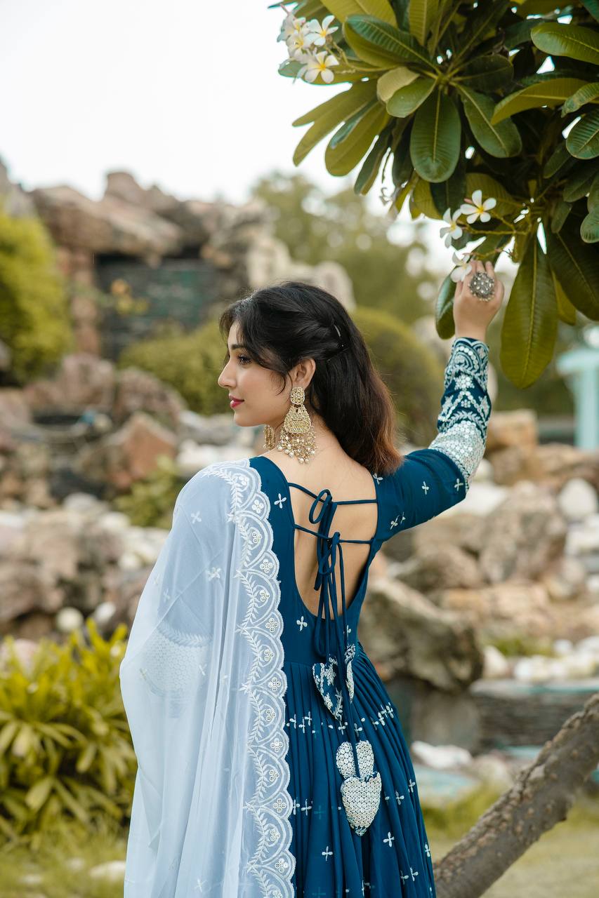 Luxury Faux Georgette Designer Anarkali Suit with Intricate Embroidery