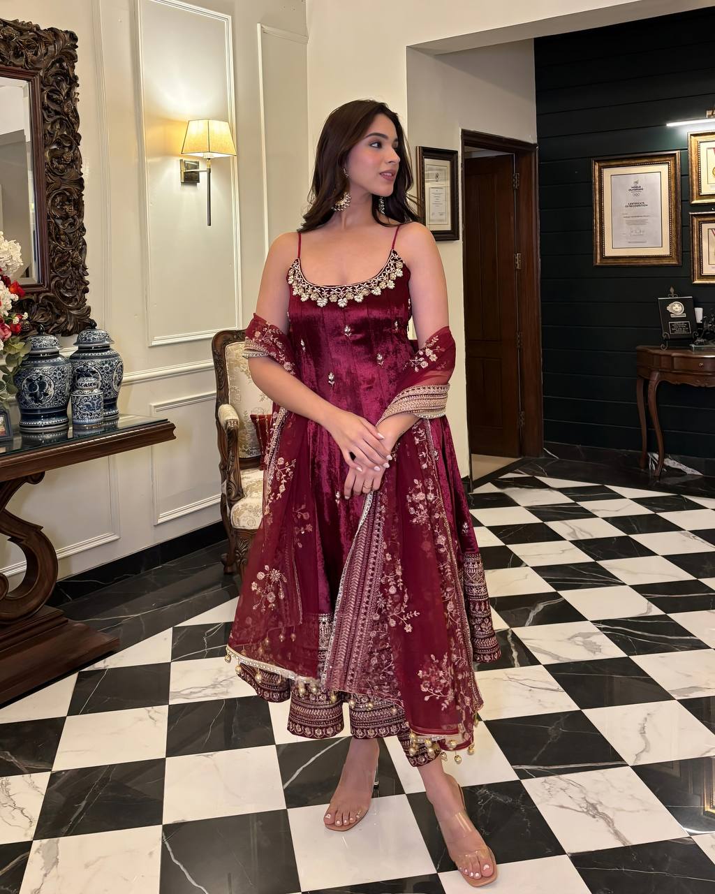 Mehzabeen Regal Zari-Codding Gown Set