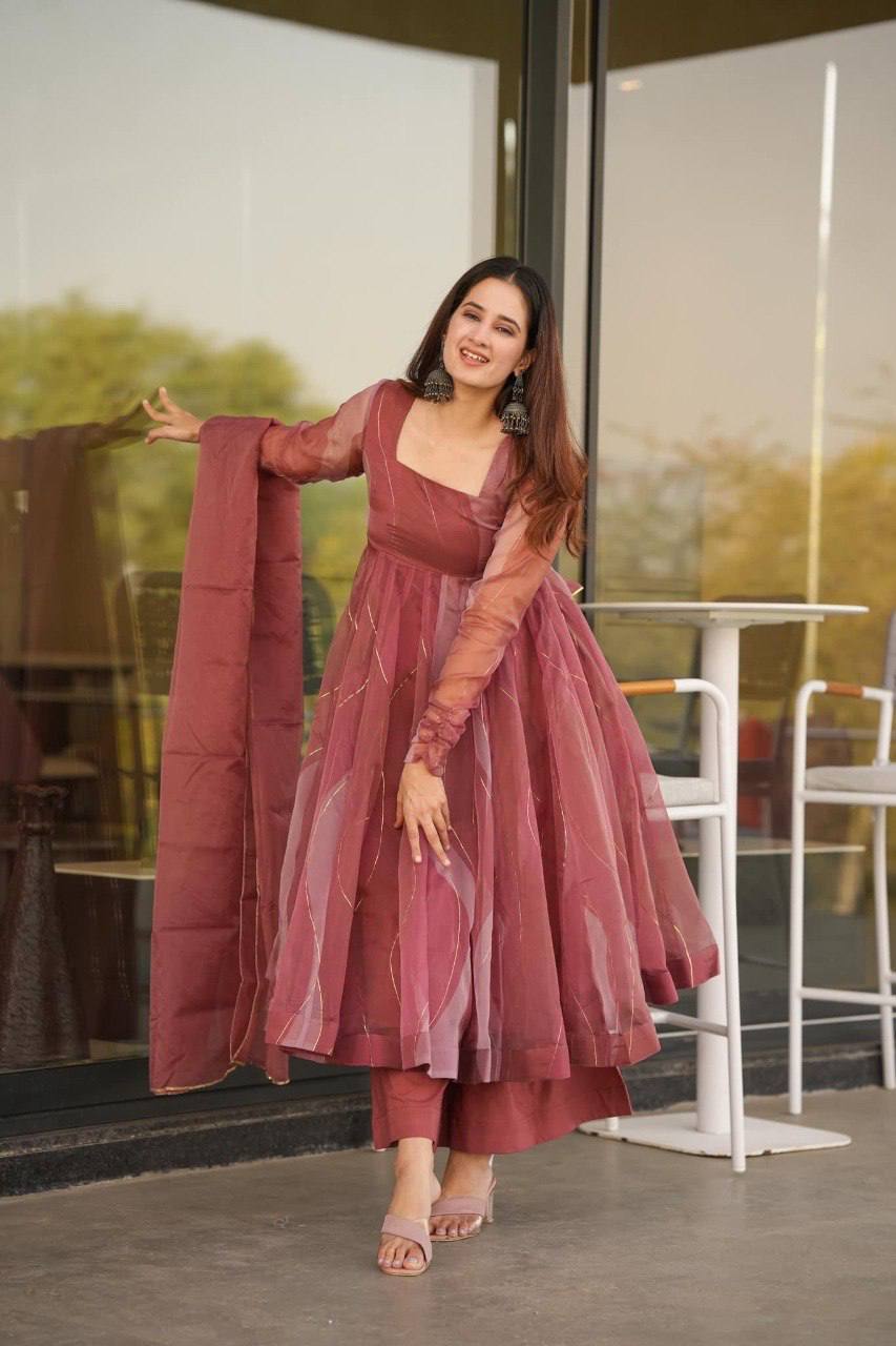 Zaria Organza Foil Gown Set
