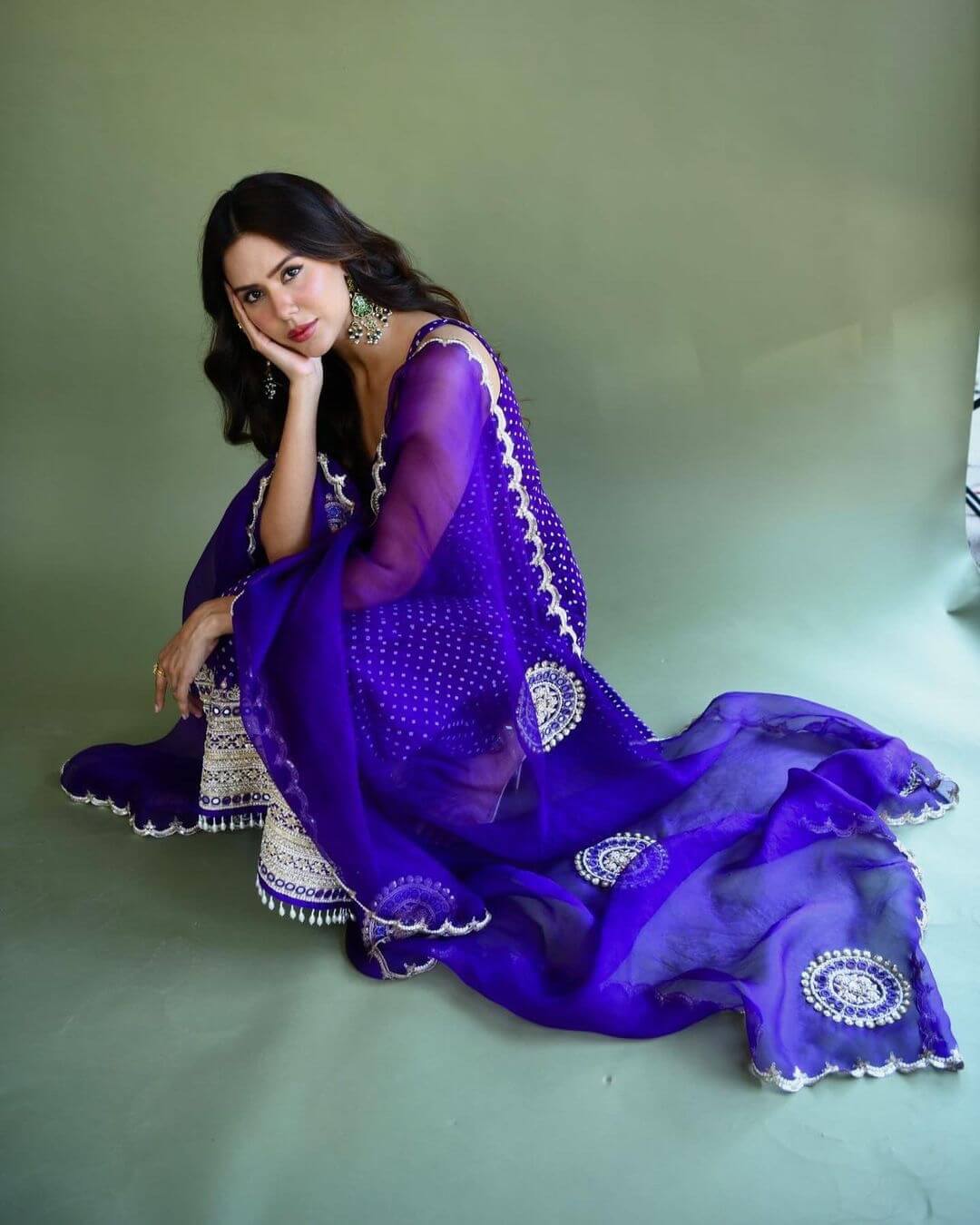 New Sonam Bajwa Purple Salwar Suit