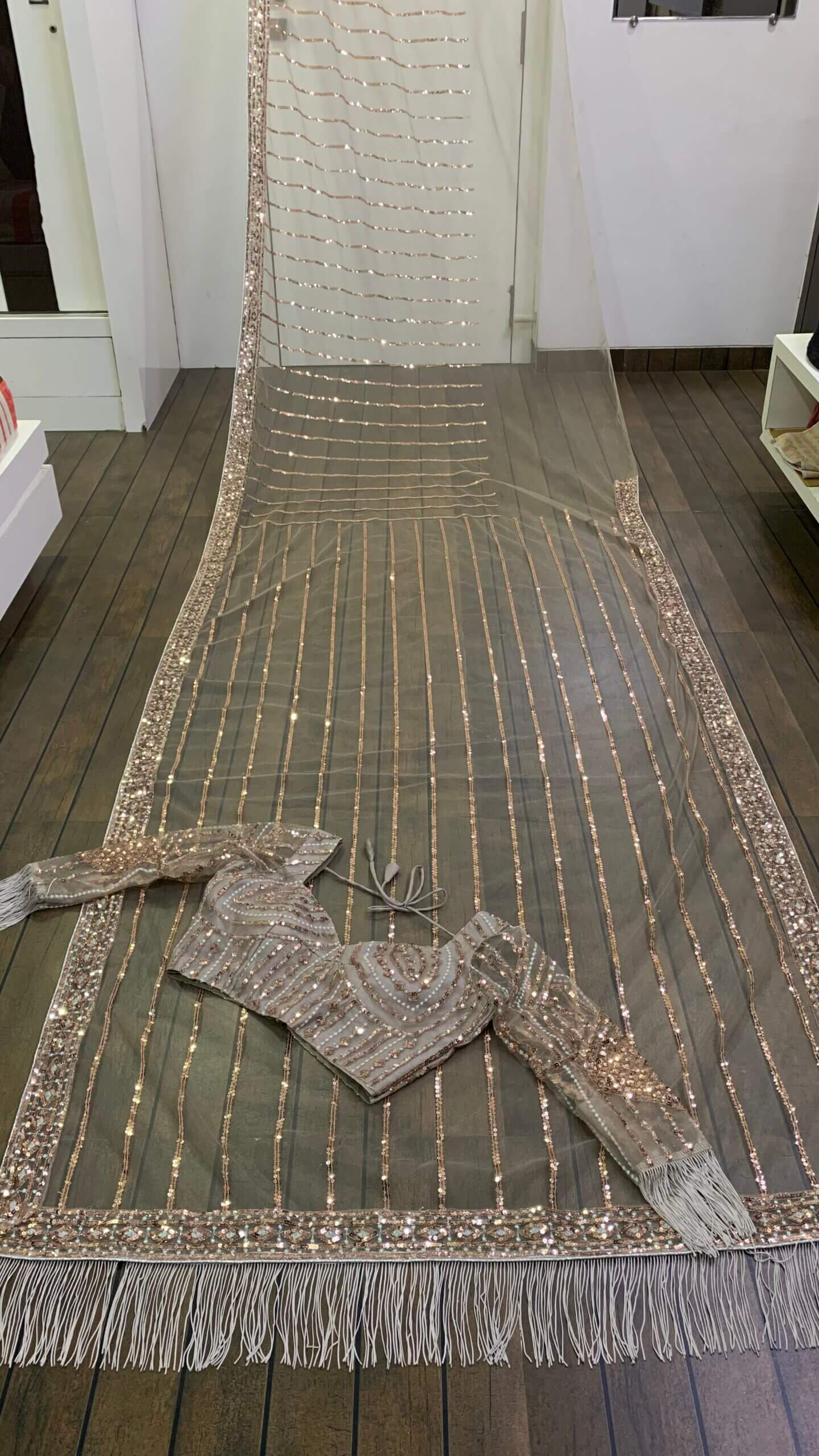 New Brown Sequins Work Saree