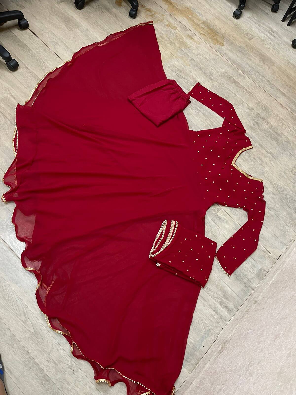 Red Georgette Fully Flare Anarkali