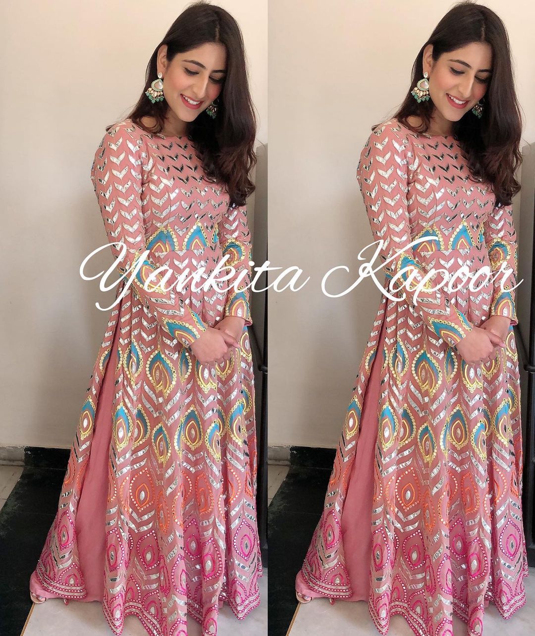 Pink Soft Georgette Reasham Zari work Gown