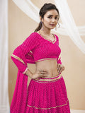 Barbie Pink Georgette Laheriya Print Lehengha Choli