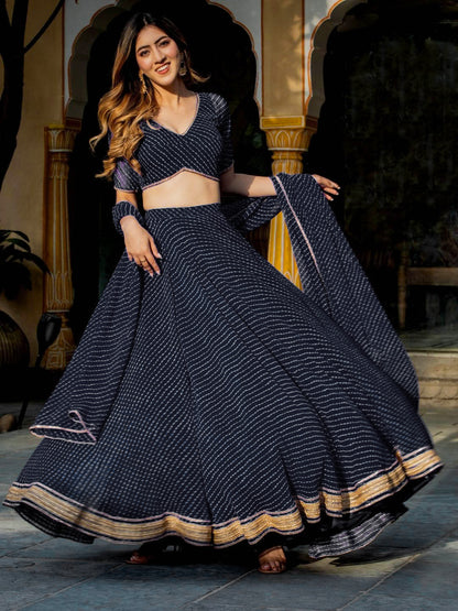 Embrace Elegance with Our Black Georgette Lehenga Choli Set!