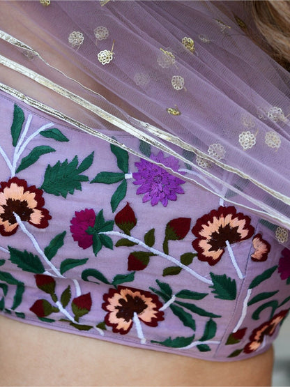 Lavender Bliss Resham And Sequins Embroidery Lehengha Choli