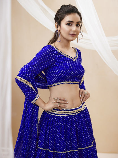 Damini Blue Georgette Laheriya Print Lehengha Choli