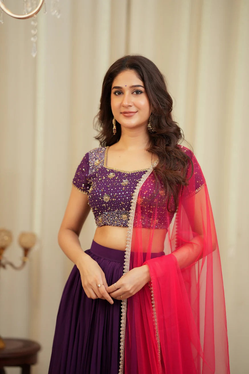 Aarohi Traditional Shaded Georgette Zari Sequins Lehenga Choli