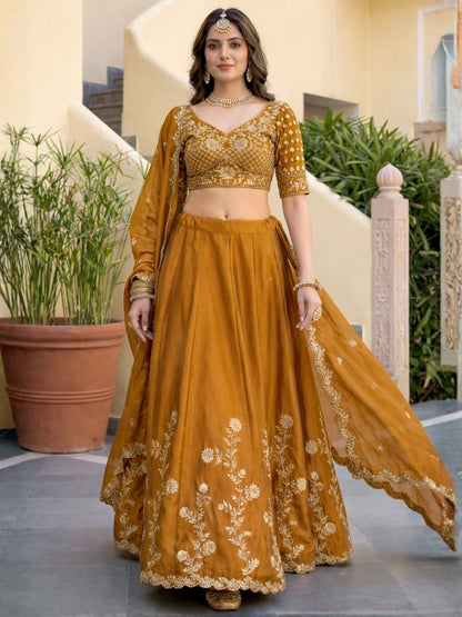 Mireya Yellow Rangoli Silk Embroidered Lehenga Set