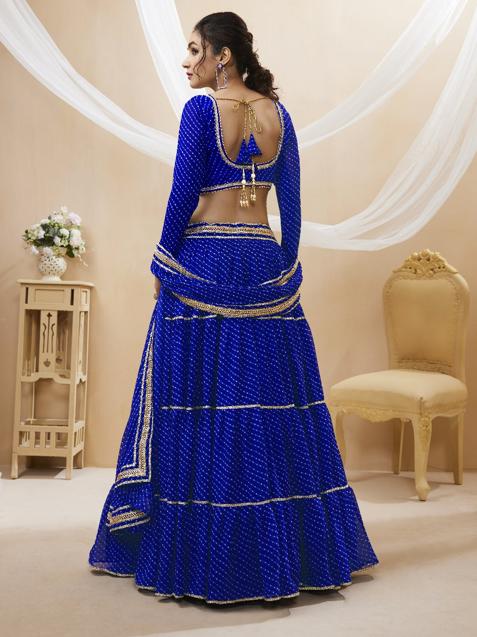 Damini Blue Georgette Laheriya Print Lehengha Choli