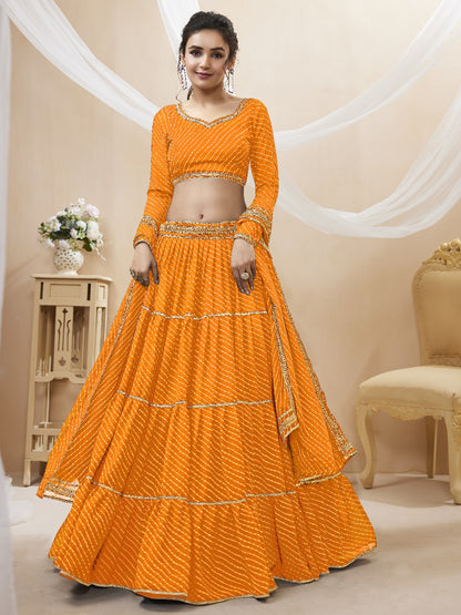Haldi Special Georgette Laheriya Print Lehengha Choli