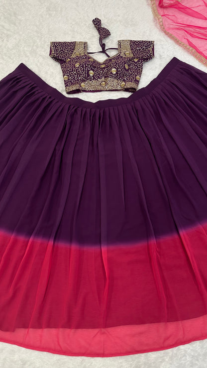 Aarohi Traditional Shaded Georgette Zari Sequins Lehenga Choli