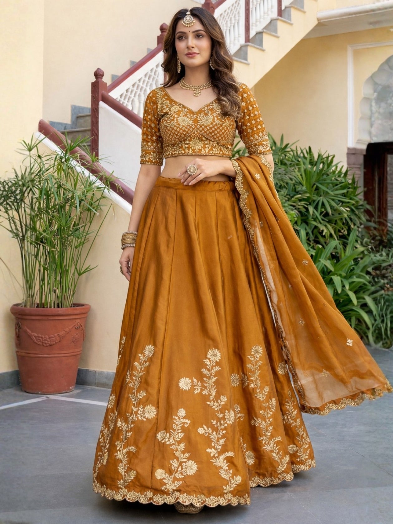 Mireya Yellow Rangoli Silk Embroidered Lehenga Set