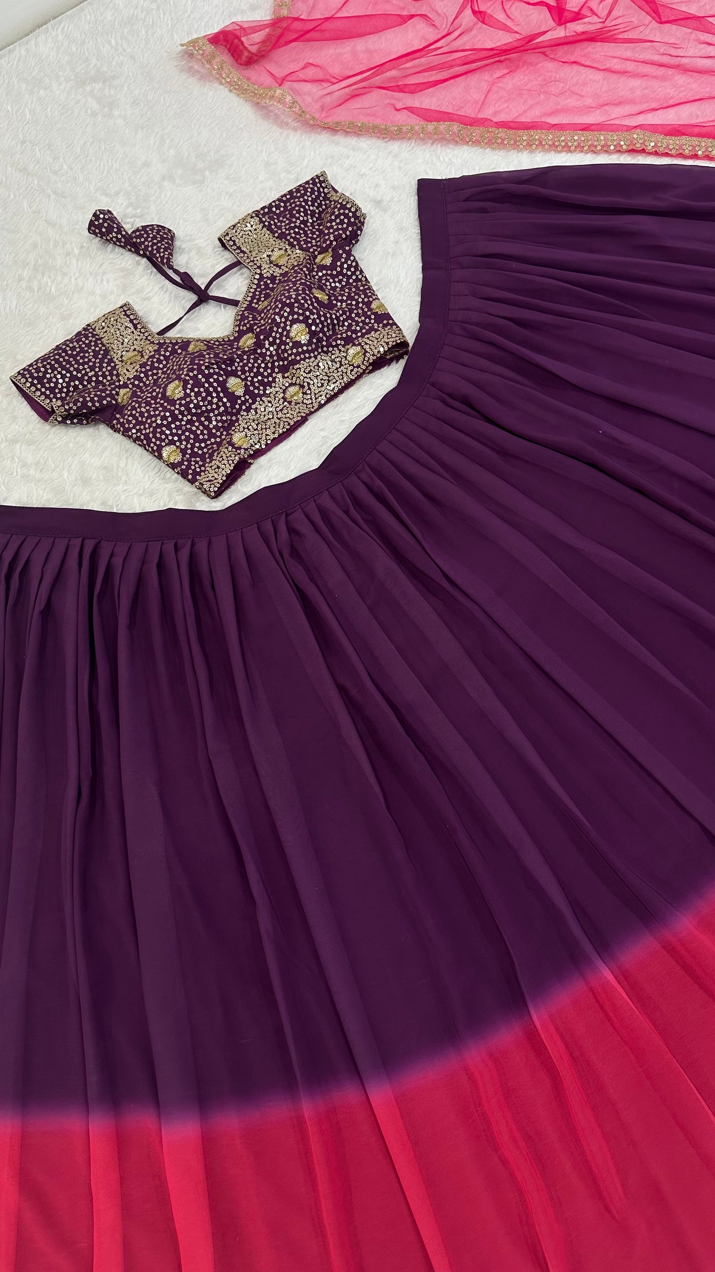 Aarohi Traditional Shaded Georgette Zari Sequins Lehenga Choli