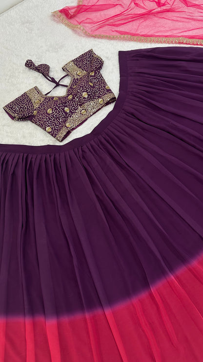 Aarohi Traditional Shaded Georgette Zari Sequins Lehenga Choli