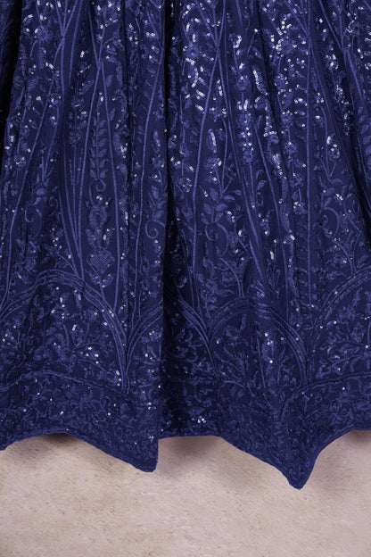 Kshamika Blue Georgette Embroidered Lehenga Choli