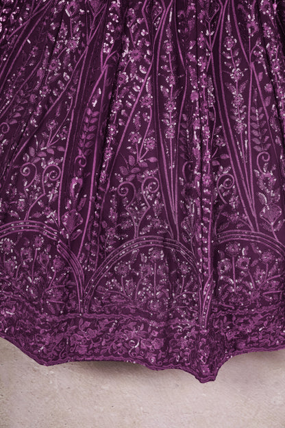 Nayantara Purple Georgette Embroidered Lehenga Choli