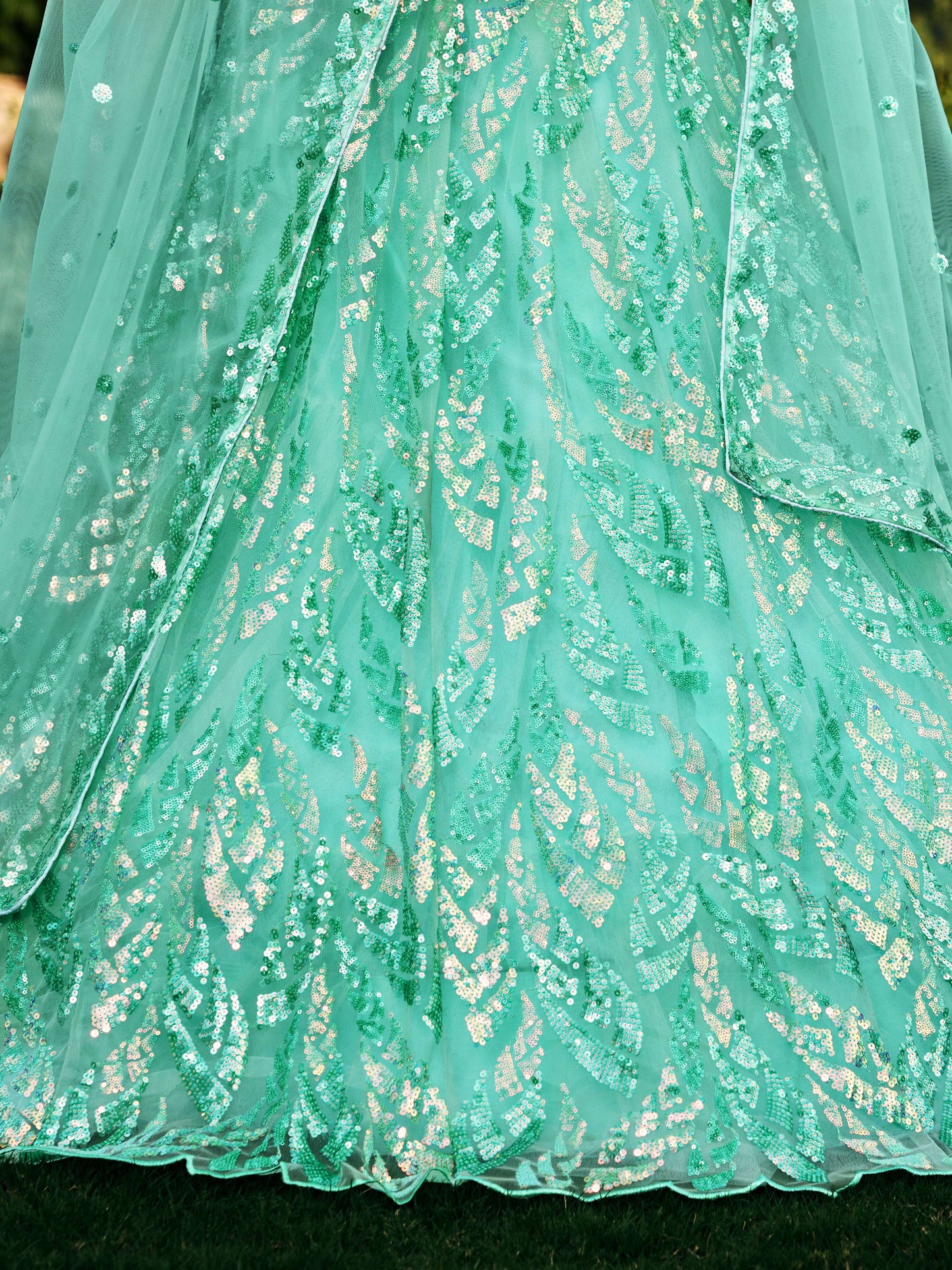 Soft Net Blue Partywear Thread Embroidery Work Lehengha Choli