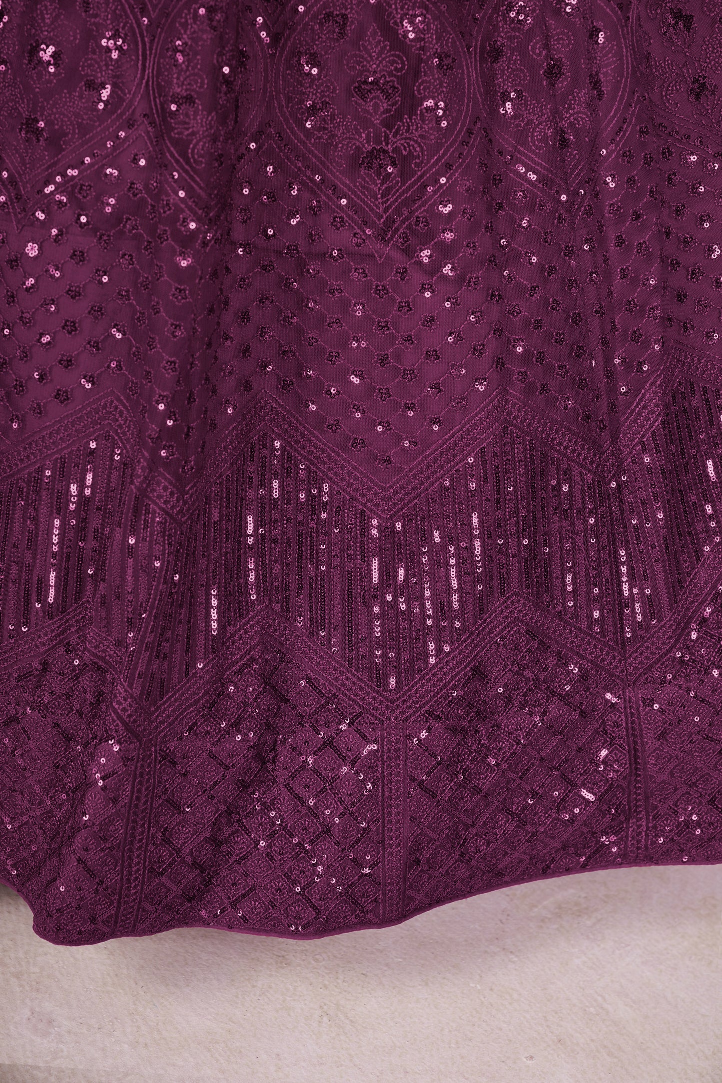 Nivethika Purple Soft Net Embroidered Lehenga Choli