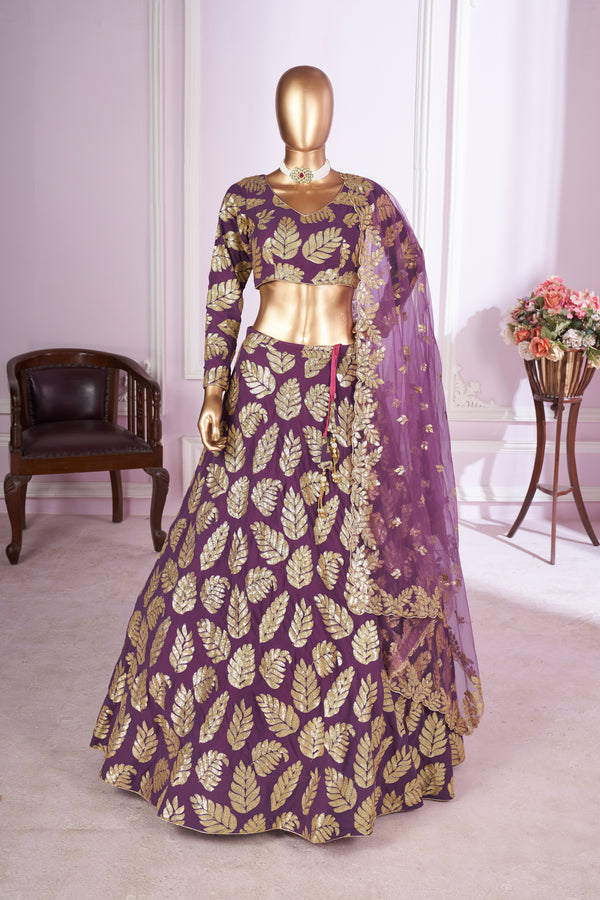 Ruhani Purple Georgette & Soft Net Embroidered Lehenga Choli