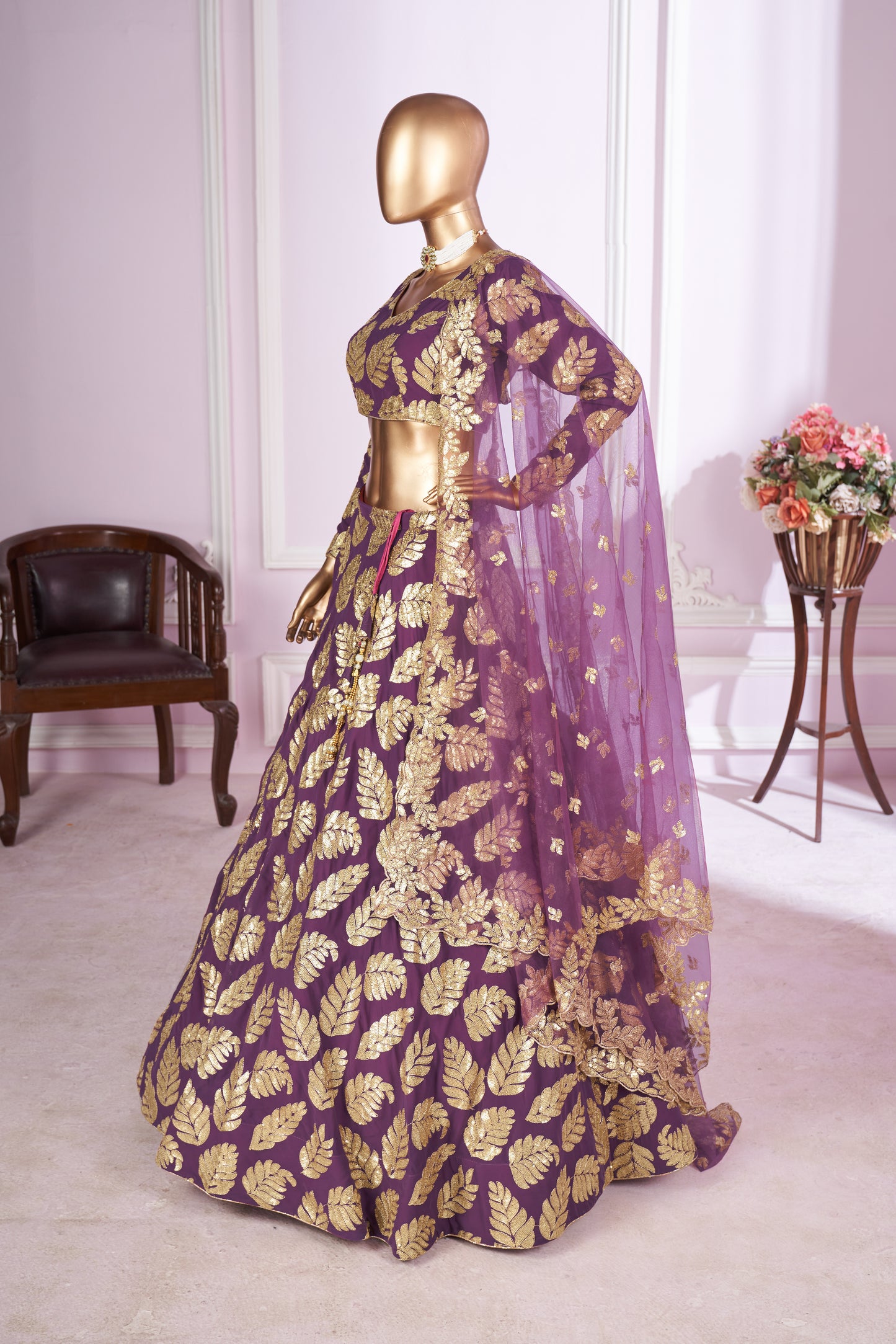 Ruhani Purple Georgette & Soft Net Embroidered Lehenga Choli