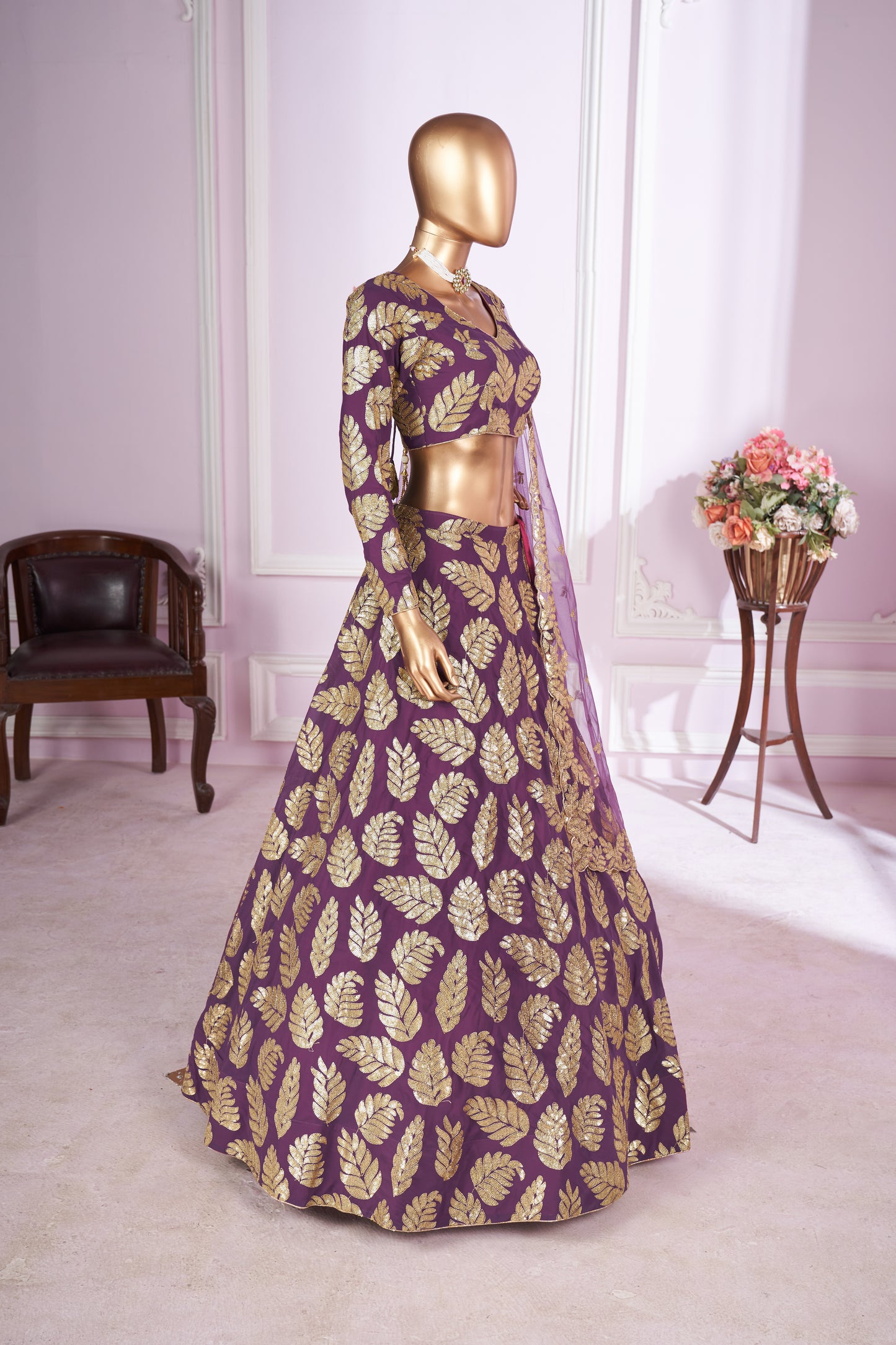 Ruhani Purple Georgette & Soft Net Embroidered Lehenga Choli