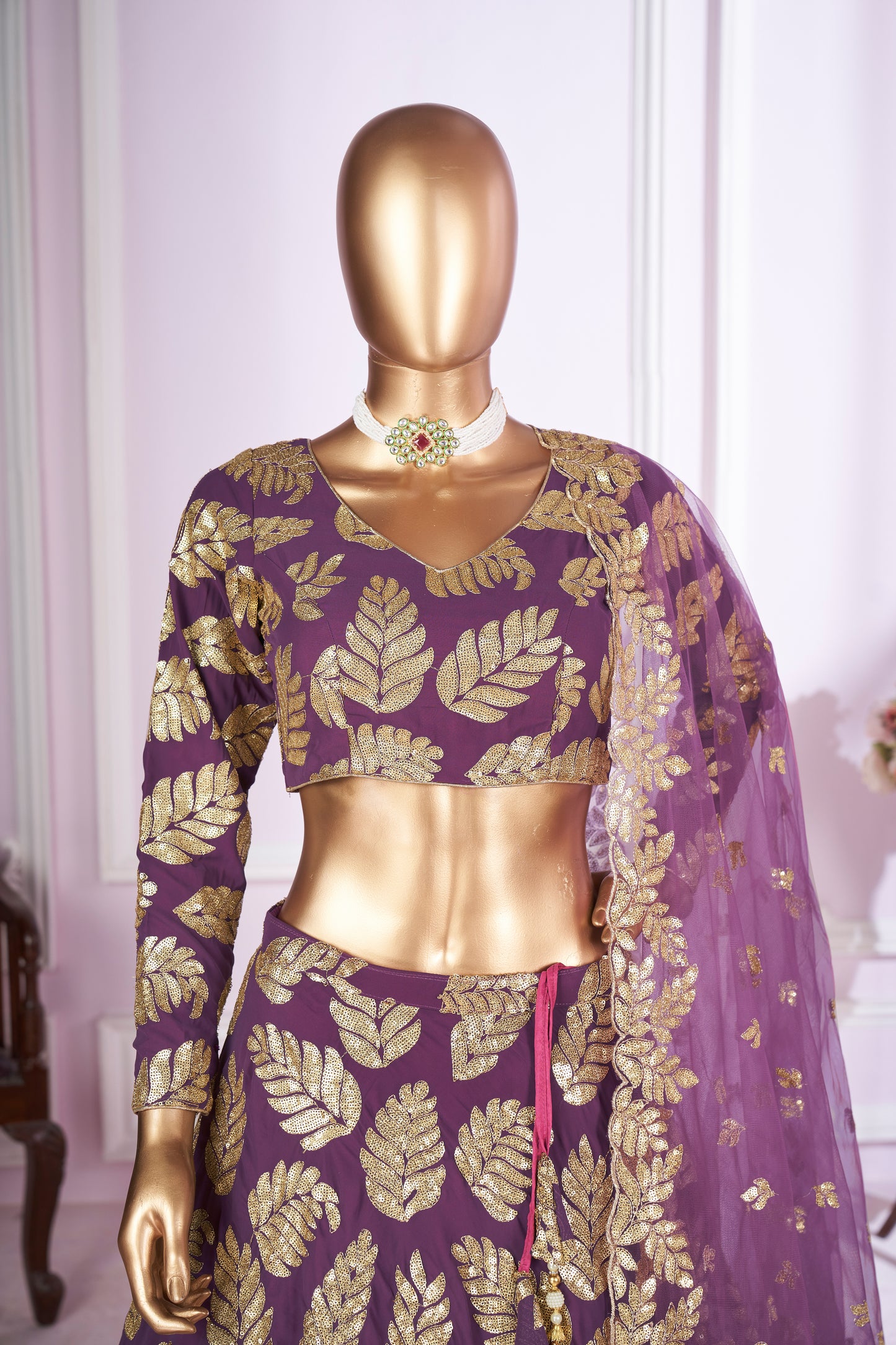 Ruhani Purple Georgette & Soft Net Embroidered Lehenga Choli