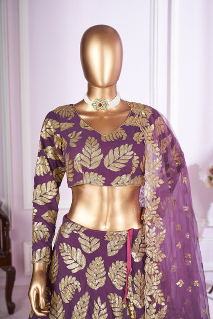 Ruhani Purple Georgette & Soft Net Embroidered Lehenga Choli