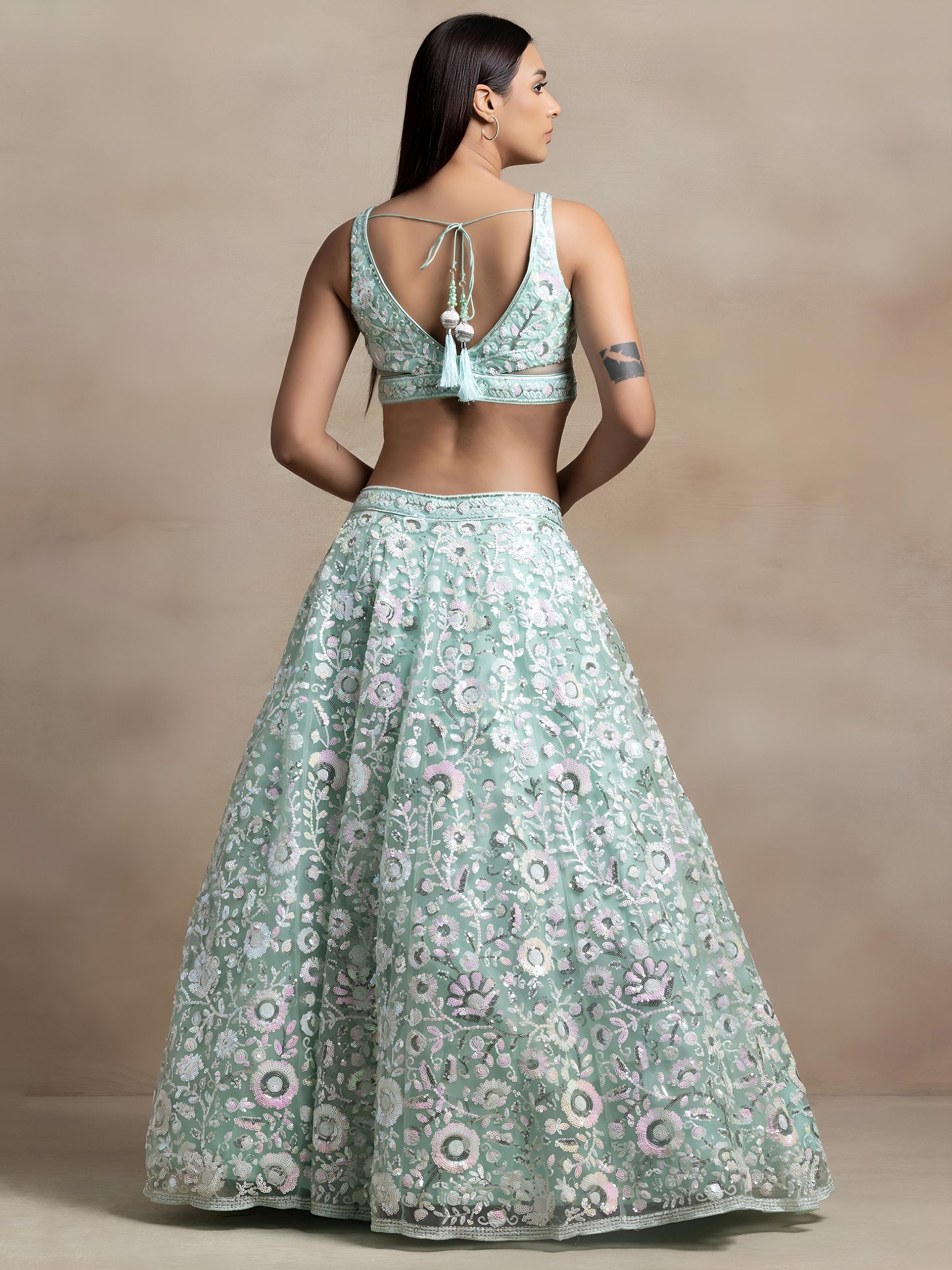 Kairavee Blue Soft Net Embroidered Lehenga Choli