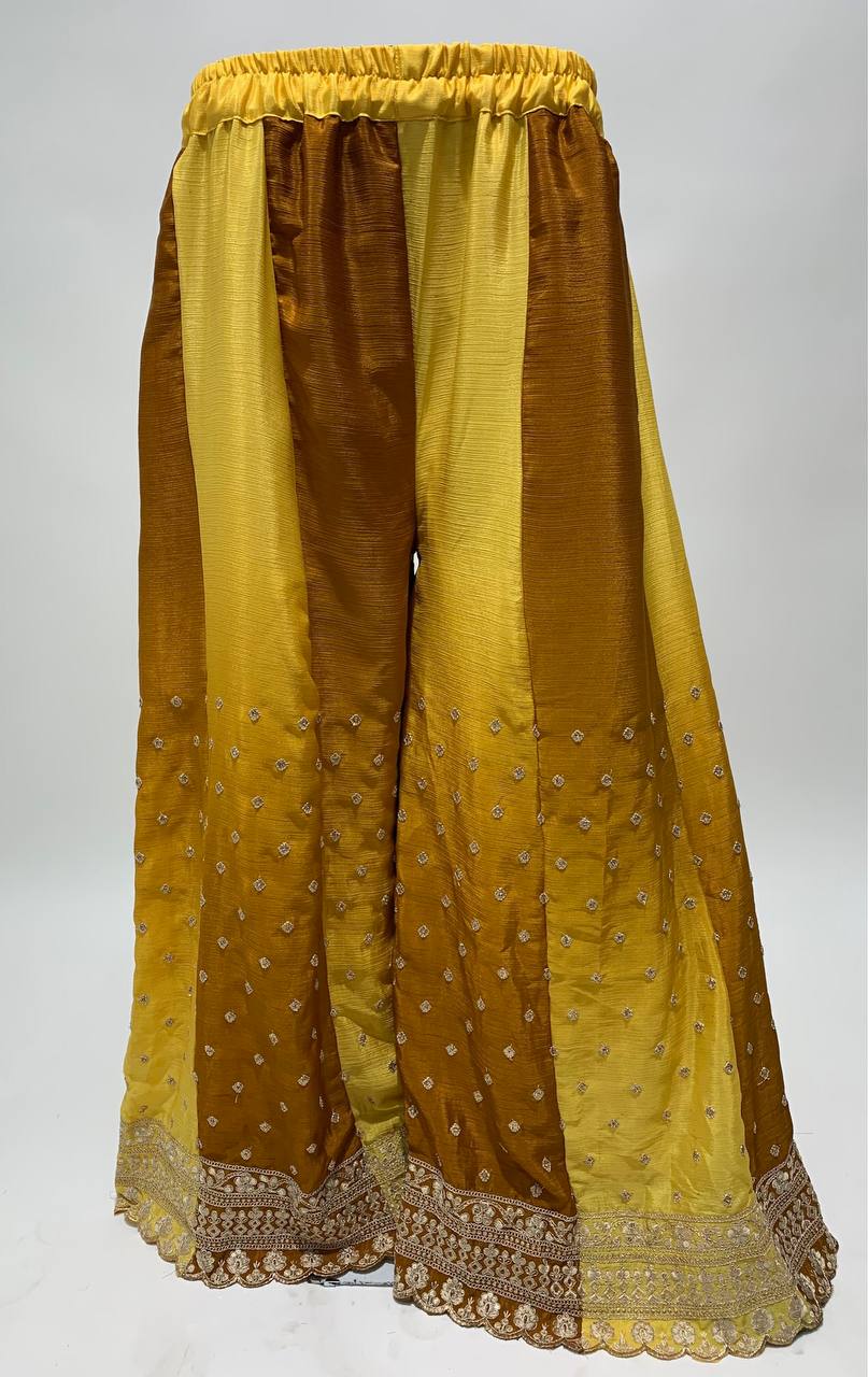 New Yellow Embrodairy Work Stiched Sharara