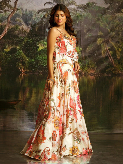 Elarisse Off-White Handwork Corset Lehenga Set