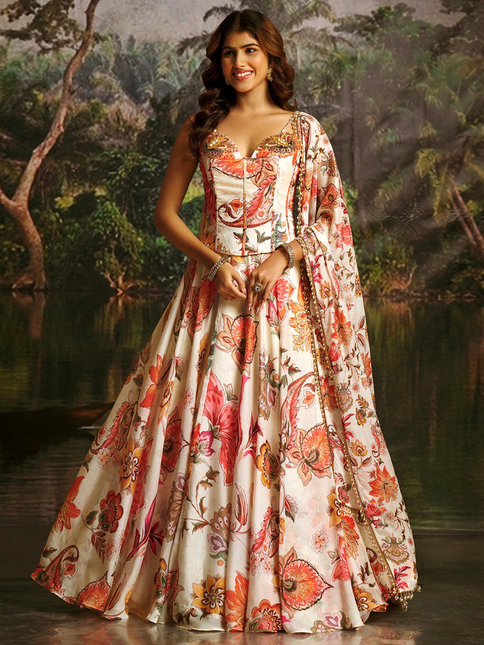 Elarisse Off-White Handwork Corset Lehenga Set