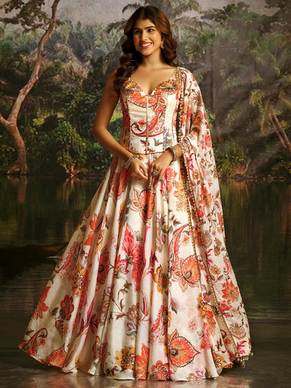 Elarisse Off-White Handwork Corset Lehenga Set