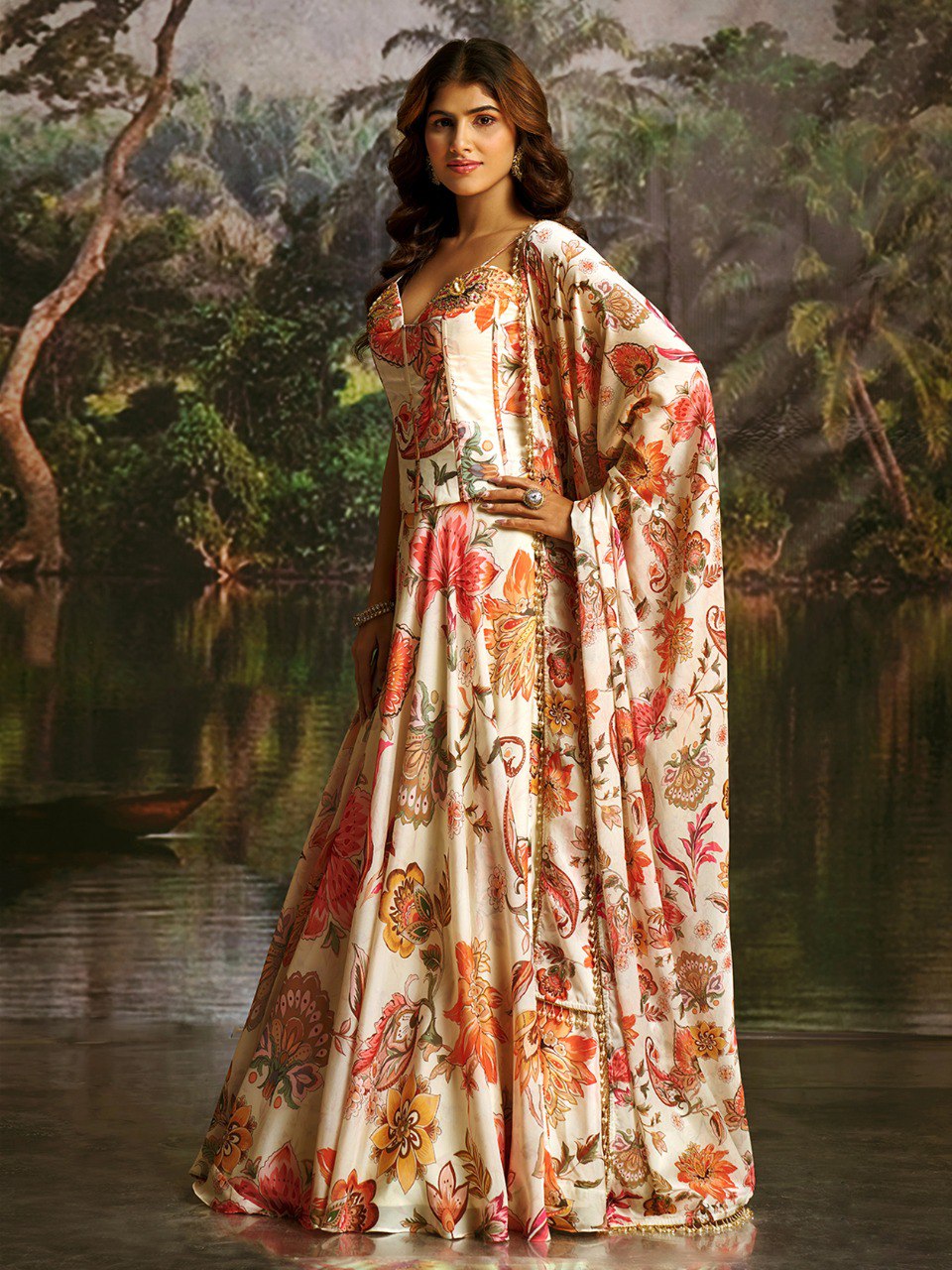 Elarisse Off-White Handwork Corset Lehenga Set