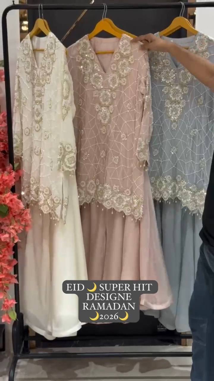 Inayaah Georgette Sequins Embroidery Top Palazzo Set