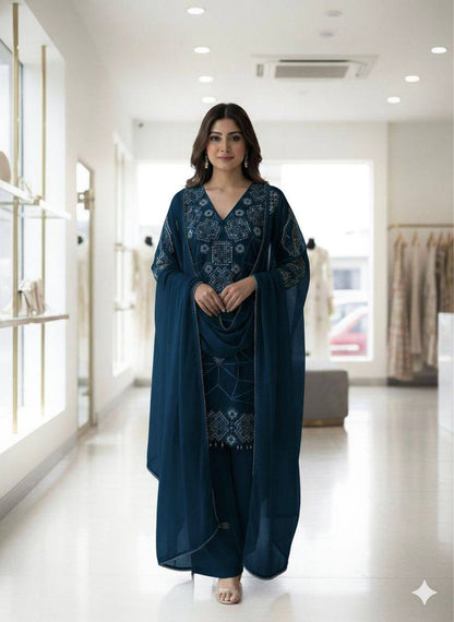 Inayaah Georgette Sequins Embroidery Top Palazzo Set