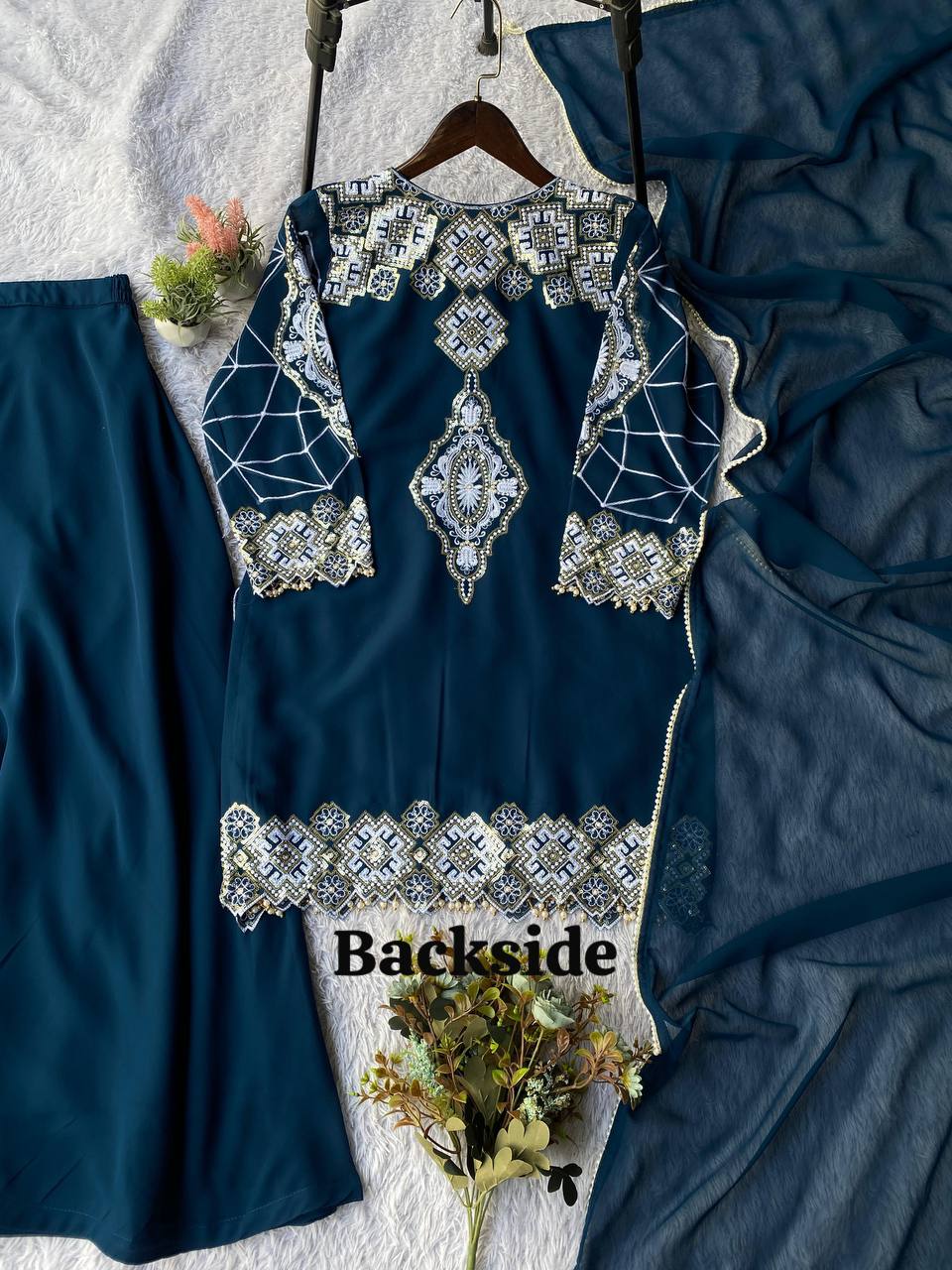 Inayaah Georgette Sequins Embroidery Top Palazzo Set