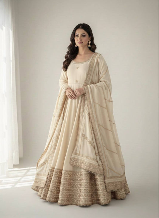 Zarisha Luxe Embroidered Chinon Anarkali Set ( 6 Colours )