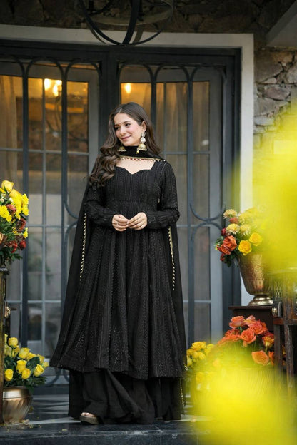 Meharika Zari Sequins Faux Blooming Sharara Suit