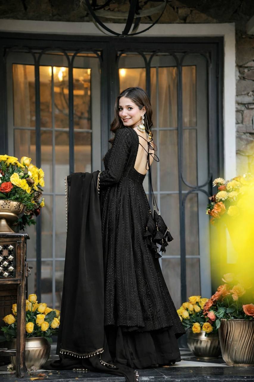 Meharika Zari Sequins Faux Blooming Sharara Suit